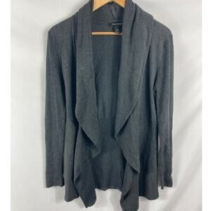 WHBM Draped Front Dark Grey Cardigan Sweater Size Medium
